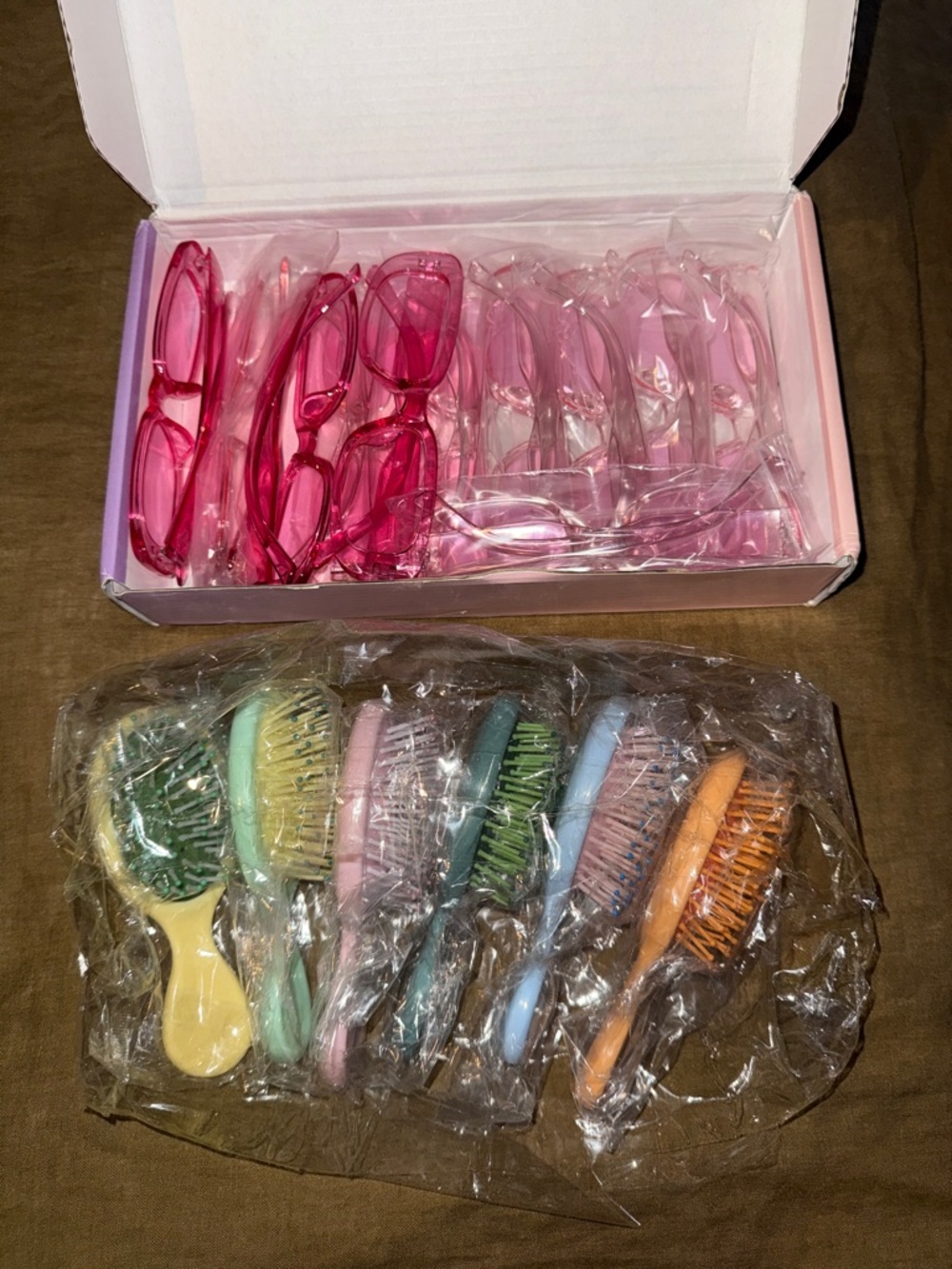 BACHELORETTE GIFT BAG SWAG - wedding favors - sunglasses and mini hairbrushes